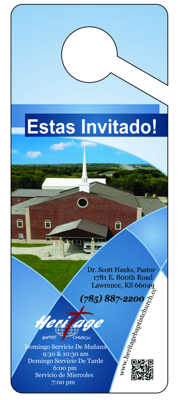 05 BLUE Custom Church Picture Door Hanger (SPANISH)