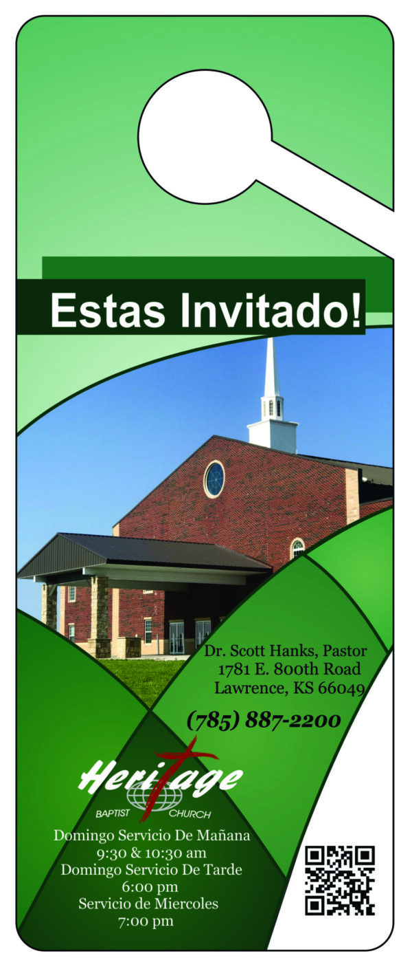 06 GREEN Custom Church Picture Door Hanger (SPANISH)